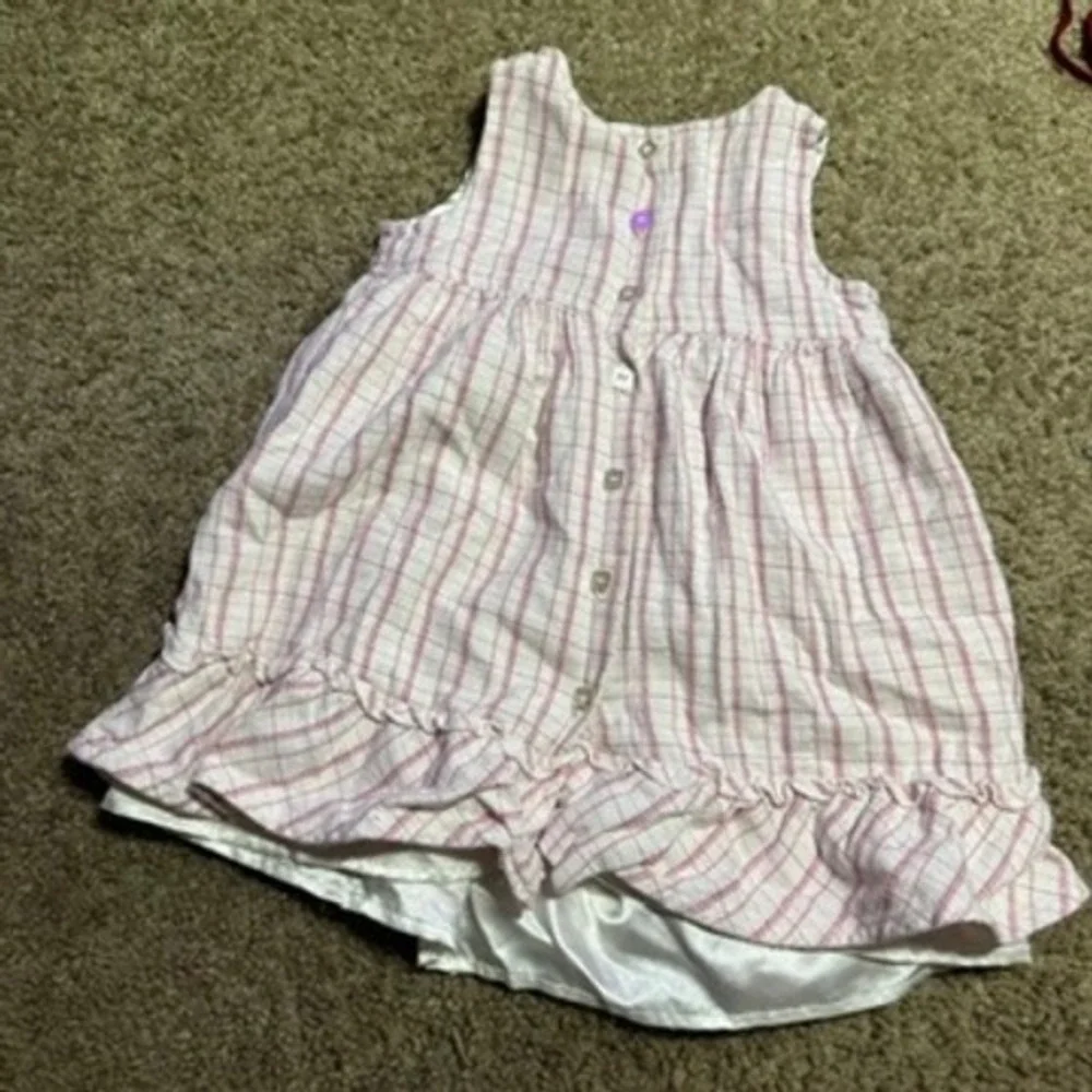 Vintage Laura Ashley Pink‎ Plaid Floral Embroidered Cotton Dress 18M Cottagecore